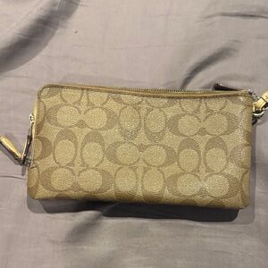 Coach Brown Signature Wristlet